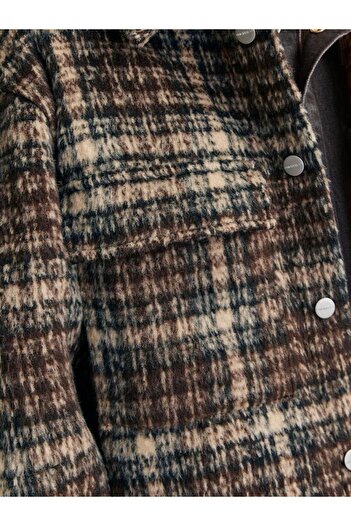 Jack & Jones Jorontario Jacket Petite Checkered Plush Men's Jacket with Double Flap Pockets