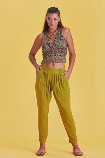 Los banditos Net Low Narrow Leg Pleated Trousers