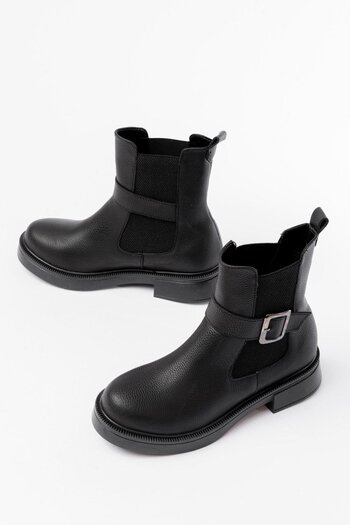 Aymood 02-2004 Black Elastic Daily Women's Boots with Buckle Accessories