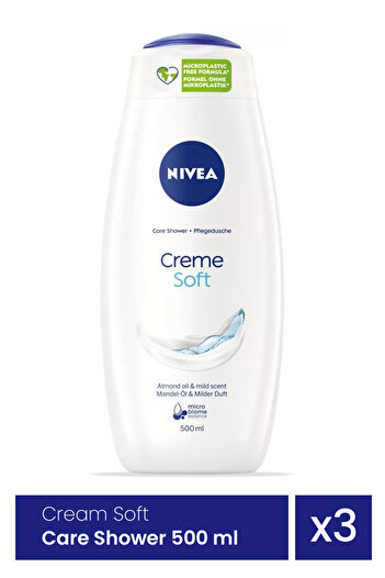 NIVEA Cream Soft Care Shower 3 Pieces x 500 ml