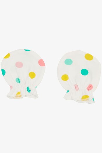 Breeze White Colored Polka Dot Newborn Baby Gloves