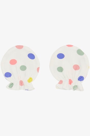 Breeze White Colored Polka Dot Newborn Baby Gloves