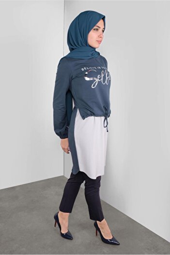 Alvina 41230 Model Printed and Lace-Up Tunic