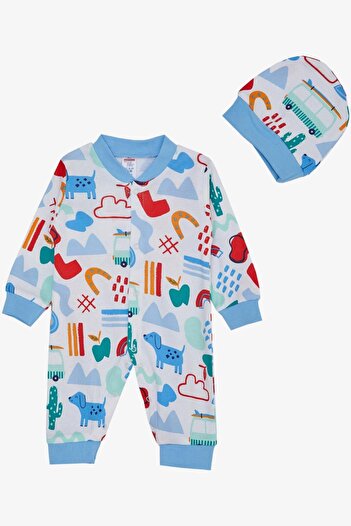 Breeze Baby Boy Booties Jumpsuit Patterned Puppy Printed 0-6 Months, White