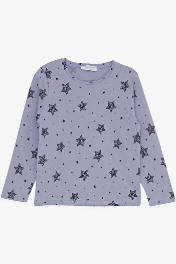 Macawi Kız Çocuk Pijama Takımı Yıldız Desenli 1.5-5 Yaş, Lila