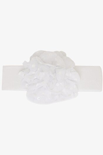 Minidamla White Rose Polka Dot Patterned Baby Girl Hair Band