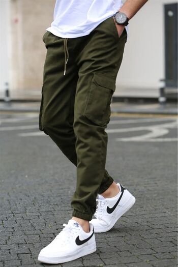 SERAZAT Ανδρικό παντελόνι τσέπης Khaki Green Cargo