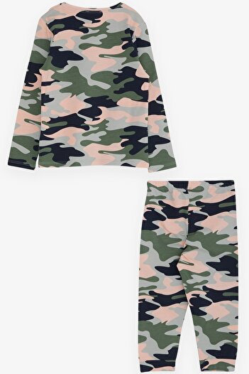 Macawi Girl's Pajama Set, Camouflage Patterned, Age 3-7, Mixed Color