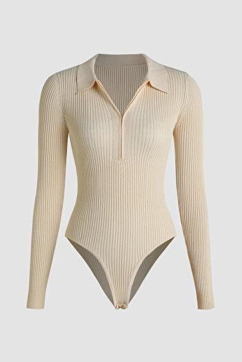 Hiccup Polo Yaka Fermuarlı Bodysuit