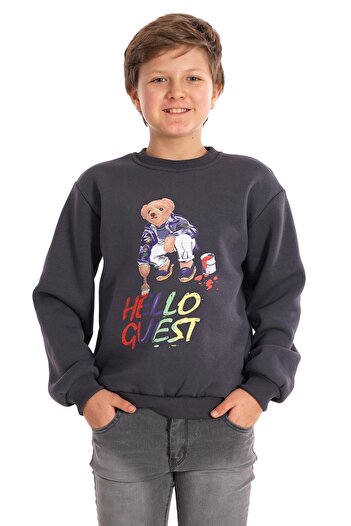 zepkids Hello Guest Printed Smoked Color Boy's Sweat