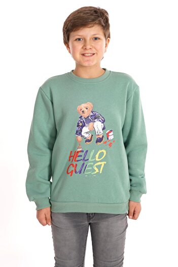 zepkids Hello Guest Printed Çağla Color Boy's Sweat