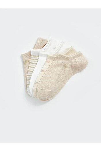 LC Waikiki Lcw Dream Beige Melange Patterned Women's Booties Socks 5 Pack