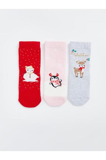 LC Waikiki Lcw Baby Printed Baby Girl Socks 3-Piece (W4)