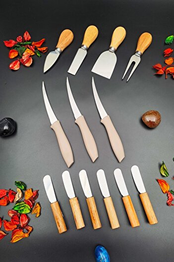 SWENCRAFT 6 Pcs Bamboo Butter - Jam, Chocolate and Cheese Knife, 3 Pcs Steel Serrated Kitchen Knife
