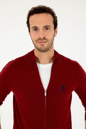 U.S. Polo Assn. Men's Burgundy Basic Knitwear Cardigan 50293526 -Vr014
