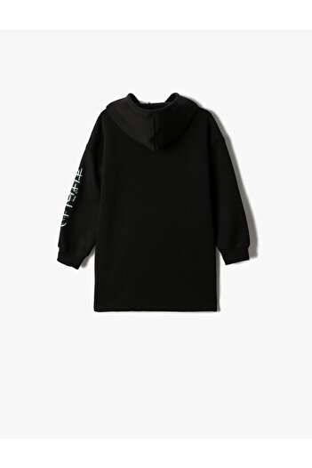 Koton Sweat Dress Animation Potištěné s kapucí s dlouhým rukávem