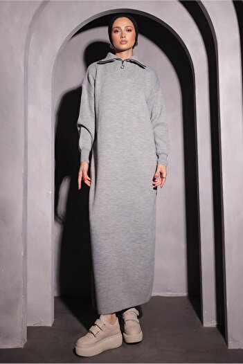 TRENDTESETTÜR Women's Gray Knitwear Dress - t 0209