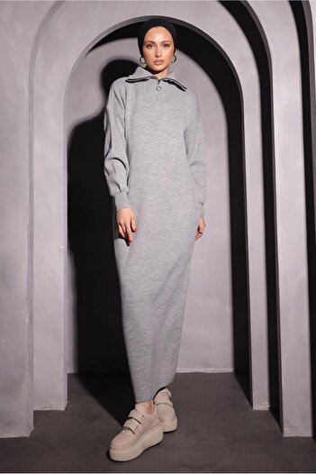 TRENDTESETTÜR Women's Gray Knitwear Dress - t 0209