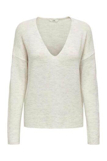 JDY Jdyelanora - V-Neck Pullover Knt Noos 15207823   Cloud Dancer L/S