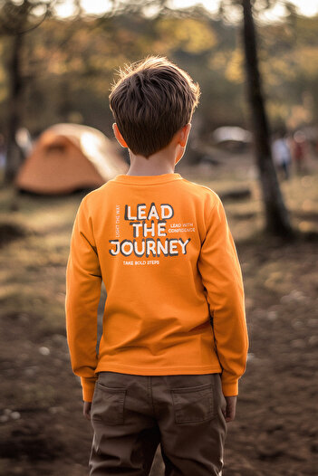 TRENDYOLKIDS Orange Boy's Back Printed Knitted T-Shirt Tkdaw25Ts00033