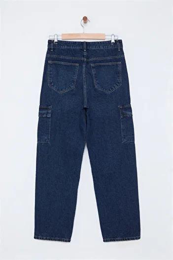 Trendyol Collection Baggy Cargo Loose Jeans - Μεσαίο Μπλε TMNAW25JE00002