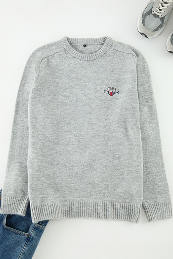 Trendyol Collection Gray Regular Crew Neck Plain Knitwear Sweater Tmnaw25Kz00074