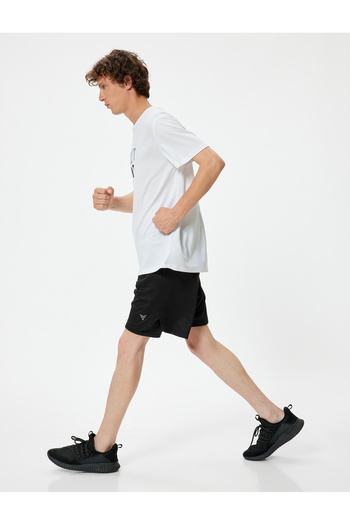 Koton Geometric Printed Sports Shorts with Leggings - Lace-up Waist and Pocket Detail
