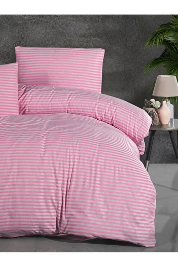 MyStory Home Set cuvertură de pilota dublă roz satinat - cu cearșaf elastic