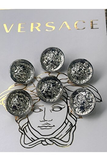 ODDA TASARIM ATÖLYESİ New Collection - Pool Model Wrinkled Silver Color Coat and Jacket Button Set (2.3cm)