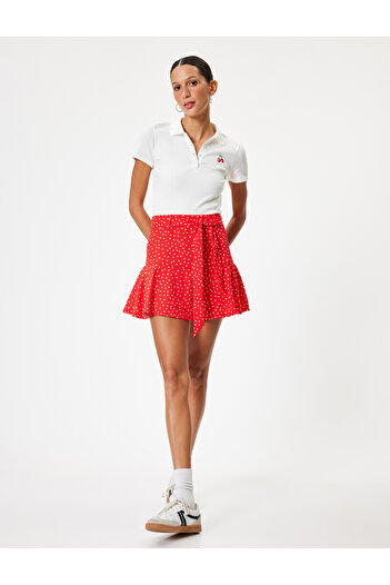 Koton Shorts Rock Mini Polka Dot Wrap Volant Schnürung Detail