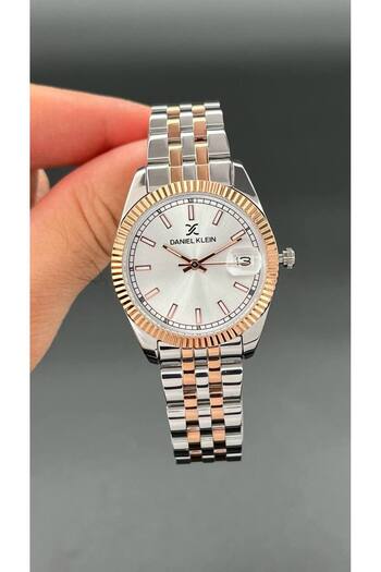 Daniel Klein Women's Wristwatch - Steel Cord, 3 Atm Waterproof, Copper and Silver Color
