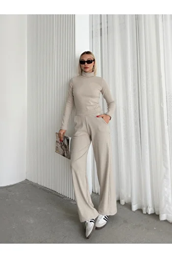AFROGİYİM Women's Turtleneck Comfortable Cut Set