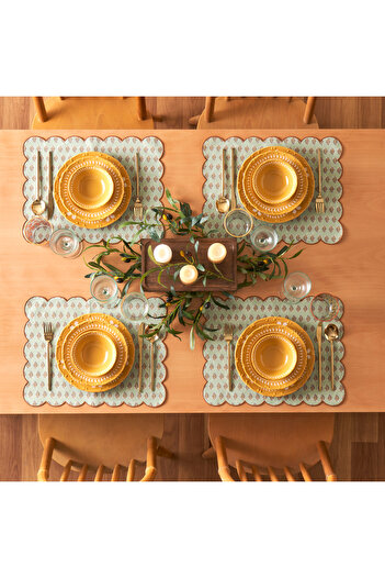 Bella Maison Indian Porcelain 12 Piece Dinner Set for 4 People Mustard