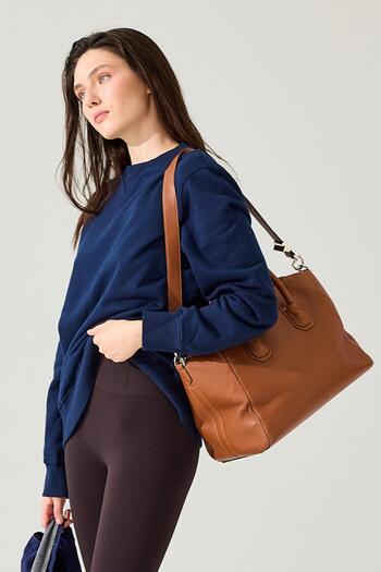 Jerf Lydney Women's Sweatshirt - V Detailed, Crew Neck, Navy Blue