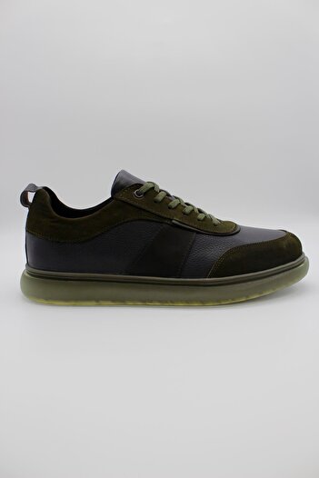 İmza Dark Khaki Genuine Leather Thermo Sole Lace-up Casual Shoes 1033235117