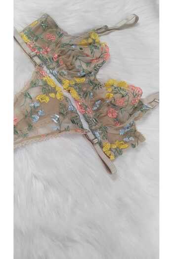 COLOR DE PIEL Women Vision Flower Patterned Brode Stylish Suit Bra