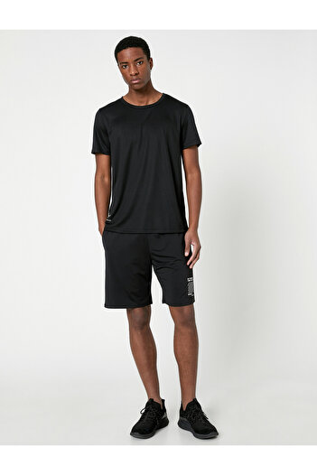 Koton Sports Shorts Lace Waist Pocket Slogan Printed