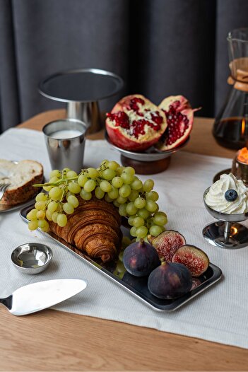 Beige & Stone Metal Baton Rectangular 33 cm Presentation Plate