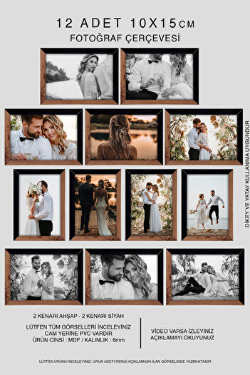 yhfoto 12 Pieces 10X15 Frame - Mdf Frame - Photo Frame - Wooden - Black 2 Color Frame