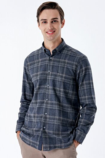 İmza Темно-синій довгий рукав габардин CasualComfort Fit 1004235111