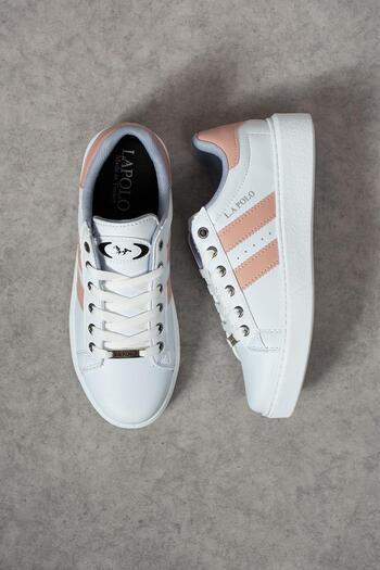 L.A Polo 503 White Powder Color White Sole Lace up Casual Women's Sports Shoes
