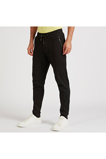 Iconic Solid Joggers with Drawstring Closure and Pockets