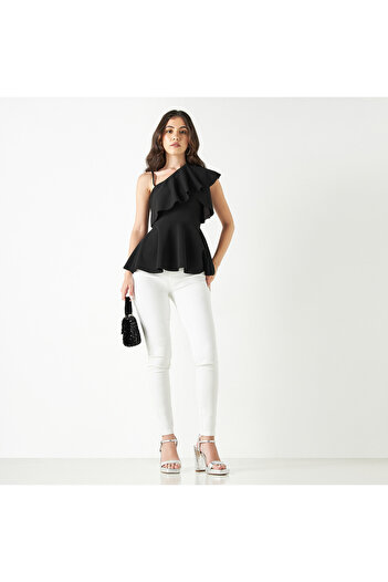 Lee Cooper Plain Jeggings with Elasticised Waistband and Pocket Detail