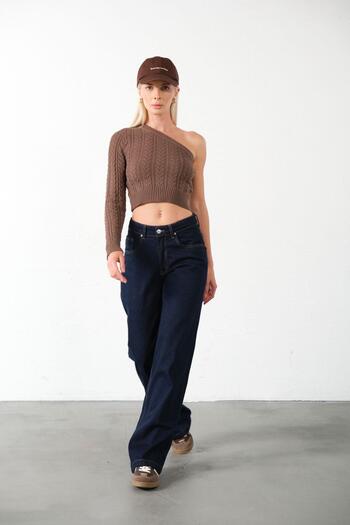 Maule Relaxed Fit Dark Blue Denim Trousers - Wide Leg Baggy Jeans @Varese