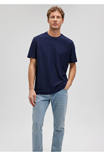 Mavi Navy Blue Textured T-Shirt - Regular Fit0611900-84371