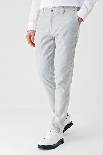 İmza Casual Comfort Fit Grey Linen Jogger Pants - with Elastic and Pockets 1003240159