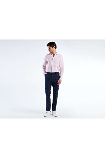 United Colors of Benetton Men's Indigo Pleated Front Pocket Ribbed Slim Fit Chino Pants