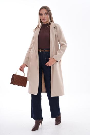 ŞİMAL Women's Belted Unlined Cashmere Coat 245322   -