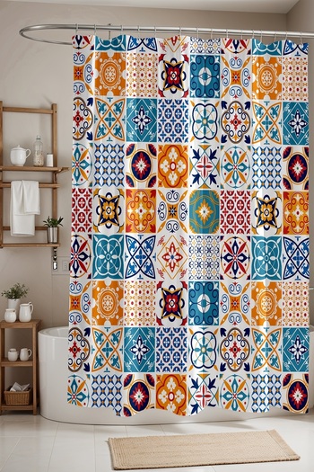 EVPANYA Banyo Perdesi, Mozaik Farklı Fayanslar Desenli Duş Perdesi, Küvet Perdesi 175x200cm