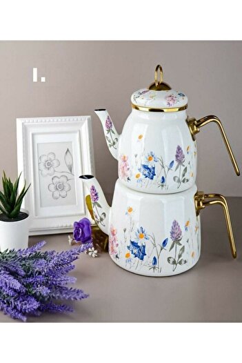 Bayev Daisy Enamel - Stylish Spring Patterned Floral Design, Gold Handle